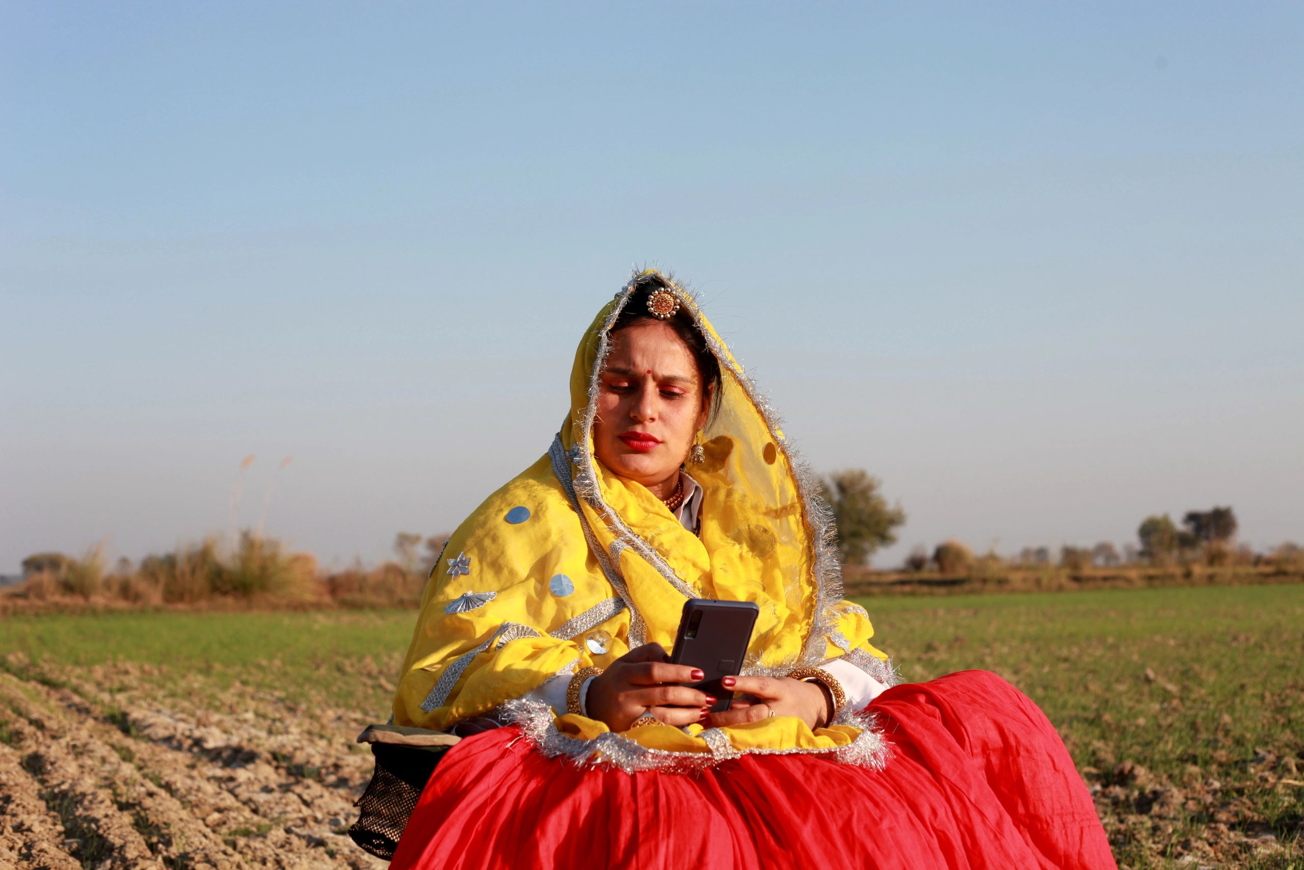 Traveler using a phone while planning a journey